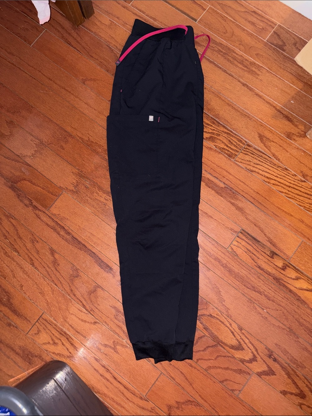 Fabletics Black Track Joggers with Pink Drawstring